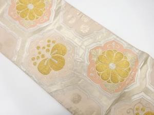 アンティーク　変わり亀甲に菊・桐模様織り出し袋帯（材料）